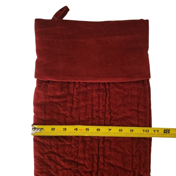 Channel Quilted Velvet Stocking, Large Red - Picture 3 of 6